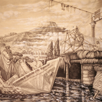 ANNO 94 MATITE CON LUMEGGIATURA DI BIANCO SU CARTA 70X100