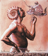 ANNO 98 MISTA SU CARTONE INCOLLATO SU TAVOLA 70,5X80